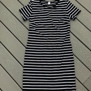 Women’s black and white striped dress -L